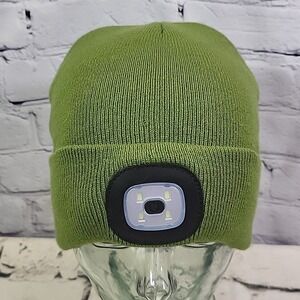 Night Scope Beanie Hat Unisex OSFA Army Green Rechargeab LED Light Warm Ski Cap